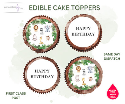ESSBARE Cupcake HAPPY BIRTHDAY TIER WILD Motiv Topper bedruckt Zuckerguss Topper