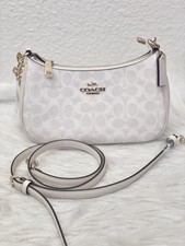 NWT COACH Women  s Teri Shoulder Bag In Signature Canvas In White/Chalk