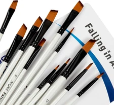 Falling in Art Paint Brushes Set, 12 PCS Nylon Professional Angled Paint Brushes
