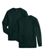 Hanes Long Sleeve Men T-Shirt 2-Pack Beefy-T Crewneck Soft Cotton Full Cut S-3XL