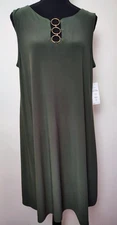 MSK Olive Green Sleeveless Trapeze  Swing Dress--NWT Large