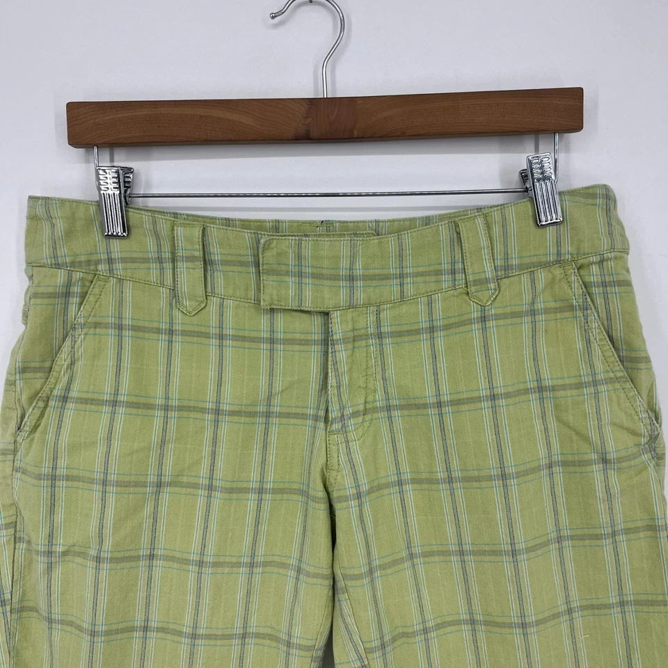 Pantalones Cortos Chinos Billabong Para Mujer Talla 7 Verde Estampado a Cuadros Bermudas De Colección Y2K Foto 2 de 4