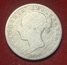 Great Britain 1/2 Crown 1875 Silver Coin KM#756 Cleaned T8770