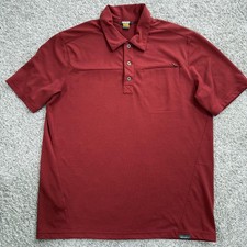Eddie Bauer Polo Shirt Mens Medium Red Travex Performance Hiking Pocket Tech