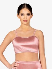 Double Platinum Women's Satin Camisole Dance Bra Top Pink XS NWT N8910