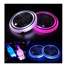 2pcs Led Car Cup Holder Lights Light Up Car Coasters For Cup Holders 7 Color