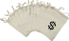 20 Pack Money Bags Drawstring Pouches Goody Bag 5 x 7 inches Canvas Dollar Fa...
