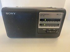 Sony ICF-38 Two Band Portable AM/FM Radio Power Cord or Battery Tested Working