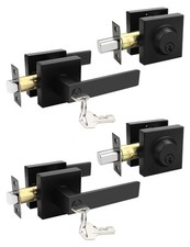 Square Keyed Alike Front/Exterior Door Levers with Single Cylinder Deadbolt, ...