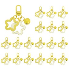 20Pcs Double Star Bell Keychain Cute Star Bag Keychain Yellow