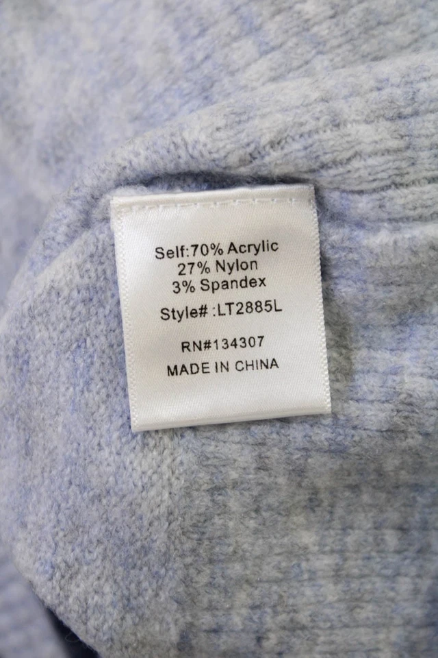 Suéter Pullover Para Mujer Line And Dot Cuello Redondo Mangas Largas Azul Talla XS Foto 4 de 4