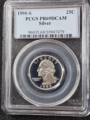 🌟 1995-S Silver PCGS PR69 SILVER - Deep Cameo Washington Proof Quarter 25c Coin