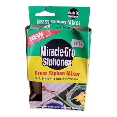 Miracle-Gro Siphonex Brass Siphon Mixer with Backflow Preventer Garden Hose NEW 