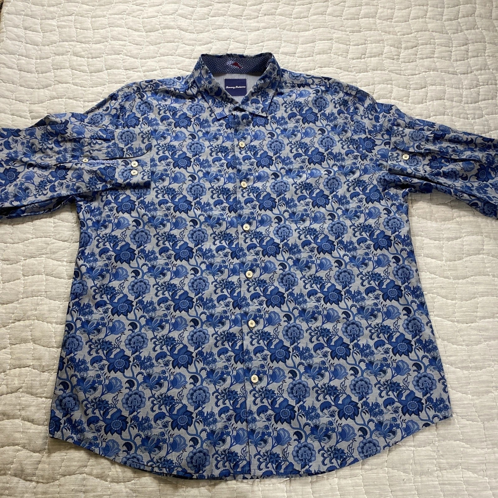 Tommy Bahama Shirt Mens XL Floral Button Up Casual Relaxed Fit Made in Peru