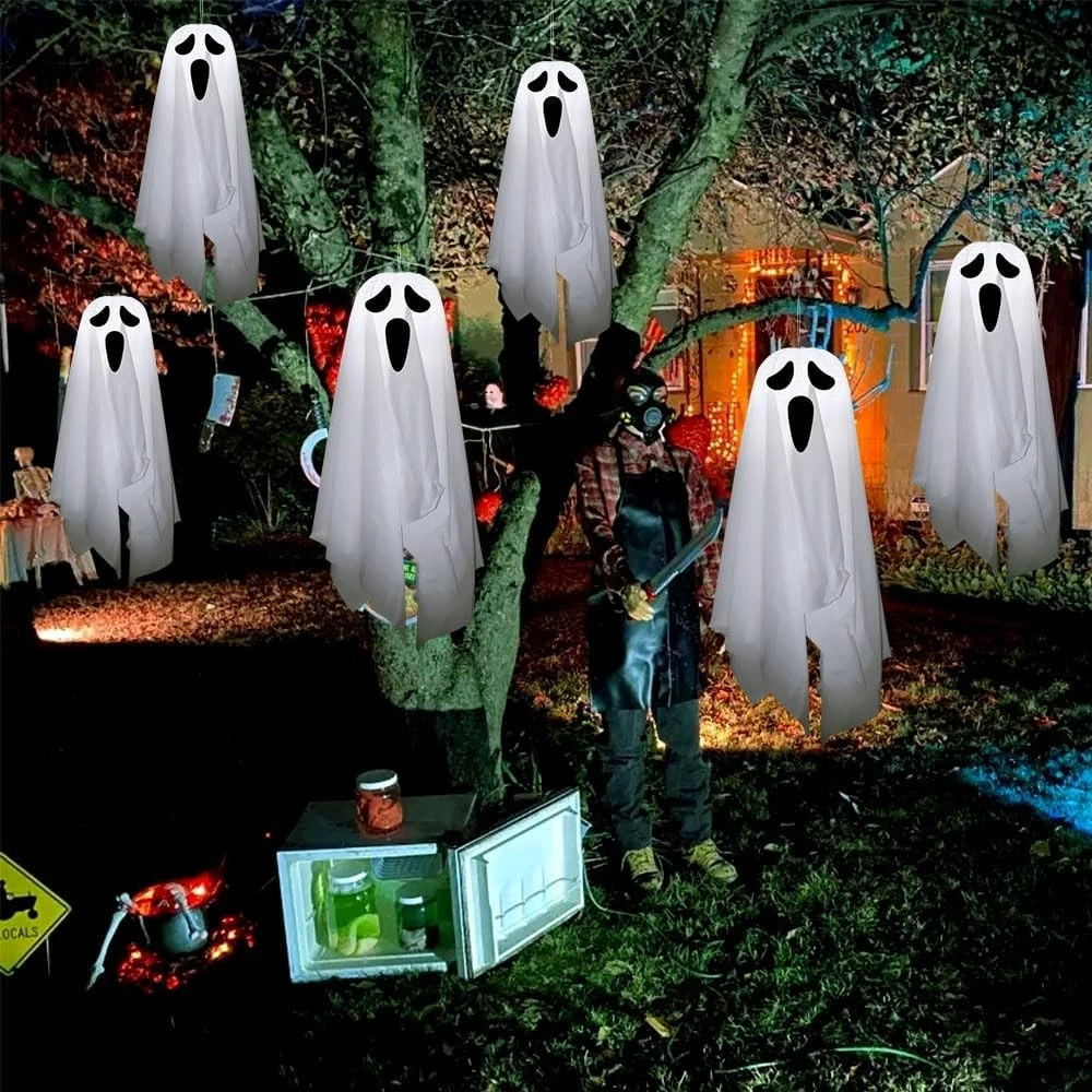 6Pcs Light Up Ghost Halloween LED Light Outdoor Decor Party Home Hanging Decor, thumbnail 6