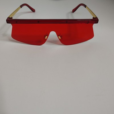  Retro Visor Red  Rectangular Fashion Sunglasses Rimless Small Shades New