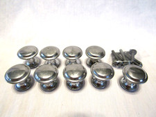Nine Vintage 1" Small Chrome Drawer Knobs Cabinet Door Pulls Mushroom Shaped