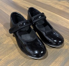 Danskin Tap Shoes Black Patent Leather Mary Jane Size 11 Girl s Metal Tap Sz 11