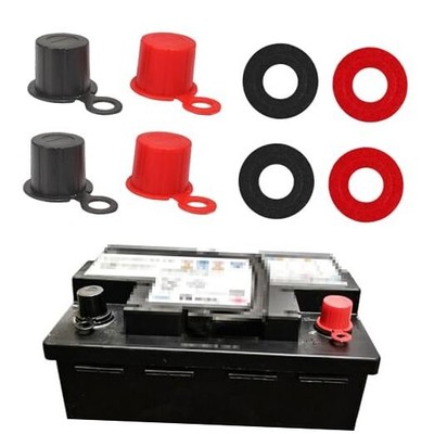 4PCS Car Battery Terminal Cover, Vehicle Battery Top Post Cap with Black/Red
