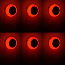 6 Pack Red Night Light LED Night Lights Plug into Wall with Dusk to Dawn Sensor