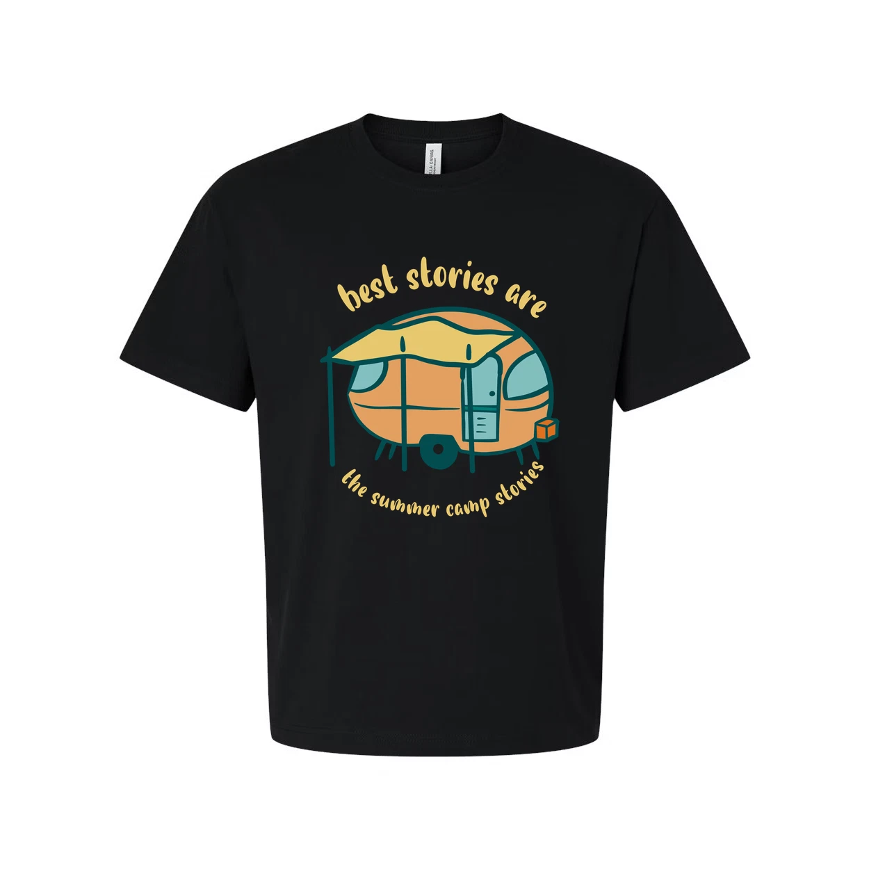 Unisex Camping Themed T Shirt With Vintage Camper Trailer Illustration And Summe