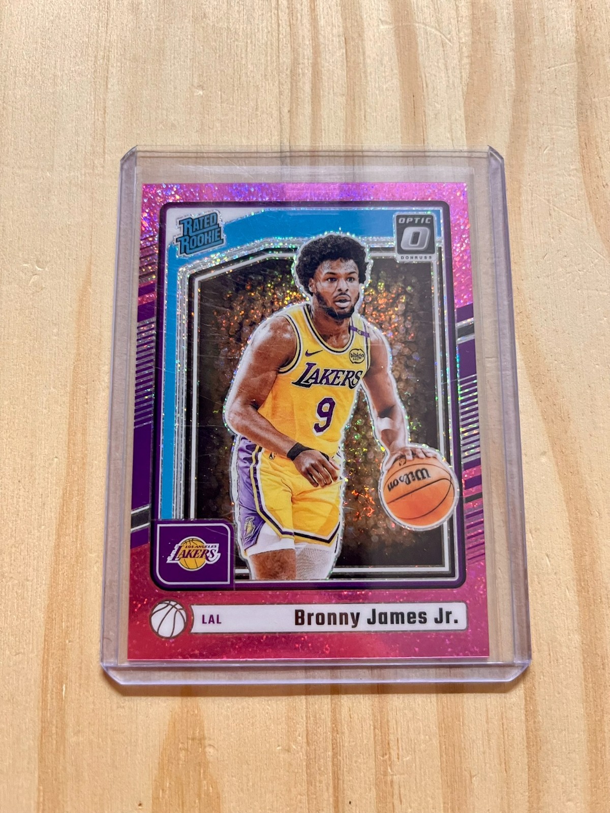 2024-25 Donruss Optic #282 Bronny James Jr. Pink Glitter /275 Rated Rookie RC