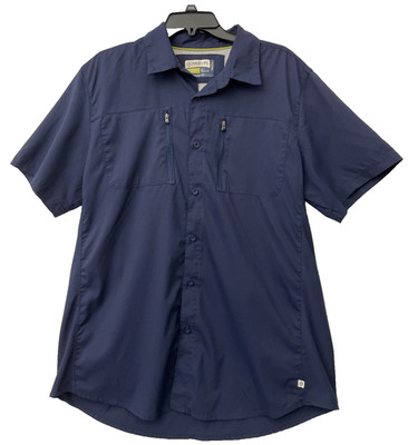 Magellan Adventure Gear Shirt Men s Size Large Navy Blue Loose Fit Short Sleeve