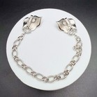 Vtg CROWN TRIFARI Signed Leaves Clip Earrings Chain Convert To Sweater Clips — photo 2