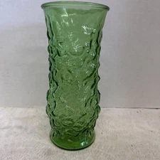 Vintage E. O.  Brody Co. Cleveland Ohio Green Crinkle Glass Vase 8.5" Tall