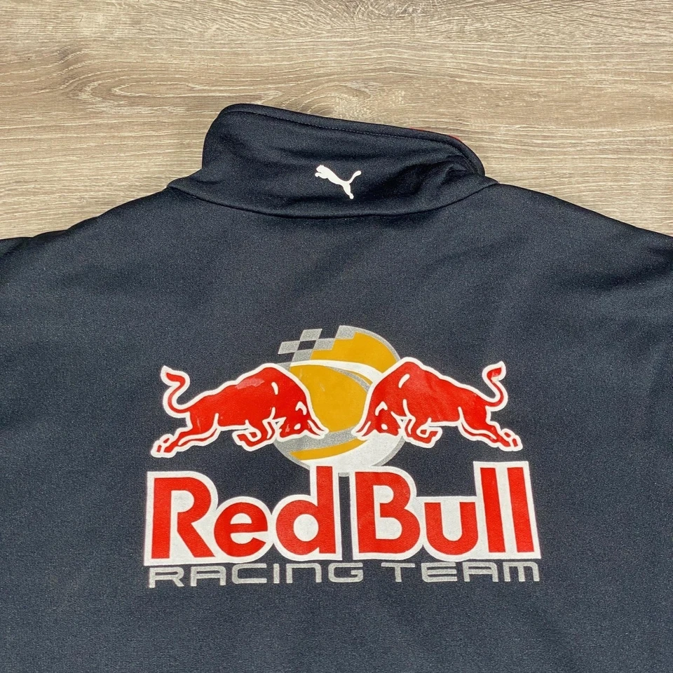 Red Bull Racing Team Jacket Mens XL Black Puma Formula 1 F1 Full Zip Track Coat - Image 2 of 4