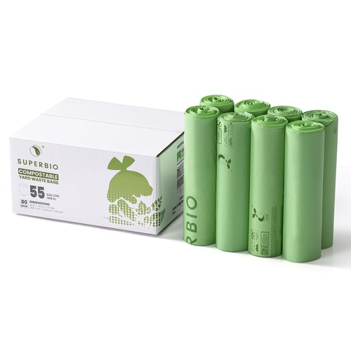 55 Gallon Compostable Yard Waste Bags, Lawn & Leaf Bags, Heavy Duty Extra Thi...