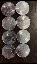 Lot of 8 - 2014  Silver Canadian Maple Leaf 1 oz BU