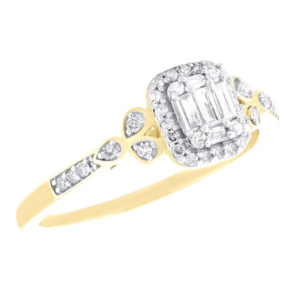Jfl Diamonds & Timepieces 10K Gelbgold Baguette Diamant Ring Damen Teardrop Oval-image