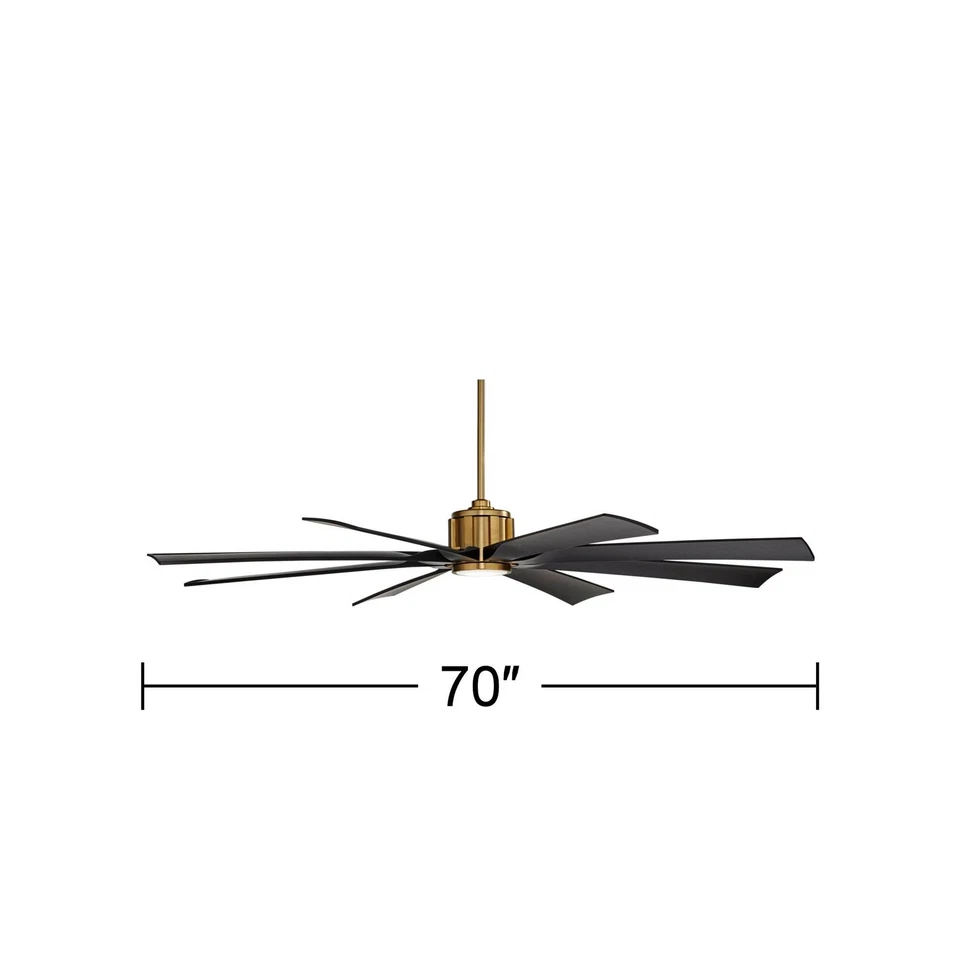 70" Defender Modern Indoor Outdoor Ceiling Fan with LED Light Remote Brass Black - Image 4 of 4