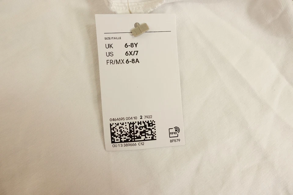 Paquete de 3 camisetas sin mangas de jersey de algodón blanco talla 6X/7 H&M para niñas nuevas con etiquetas *defecto Foto 3 de 4