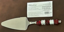 NEW Pampered Chef red silver Beaded Stainless pie cake Server #2817