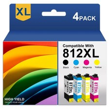 4PK T812XL Ink Cartridges For Epson 812XL WorkForce WF-7840 7310 7820 EC-C7000