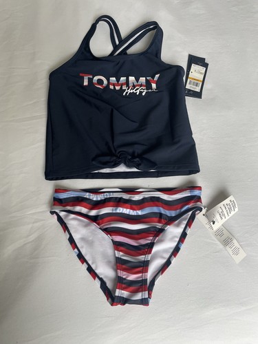 New Tommy Hilfiger Swimsuit Girls Size Small (7) Two Piece Bathing Suit Set - Picture 2 of 4