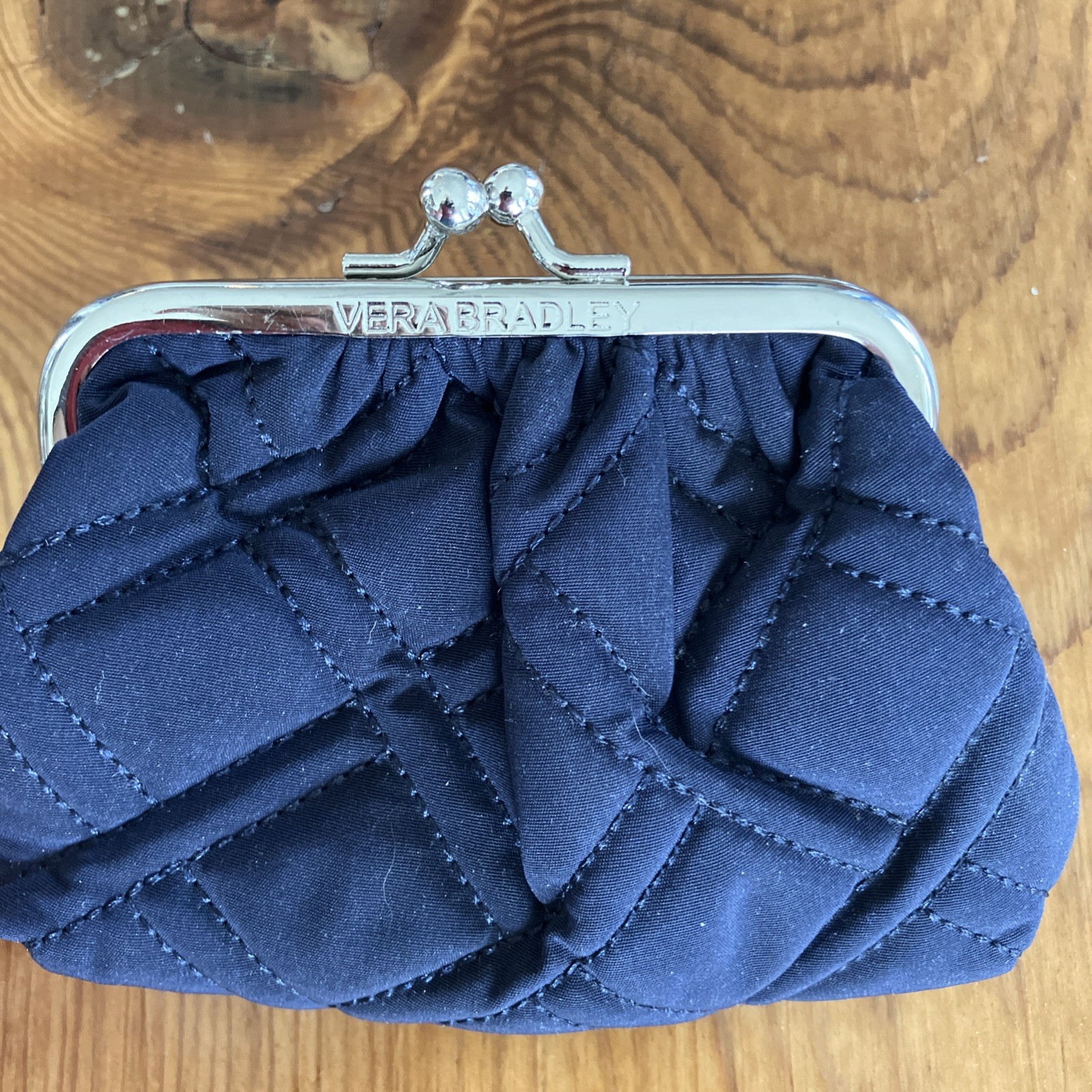 Vera Bradley Quilted Blue Kiss Lock Coin Purse