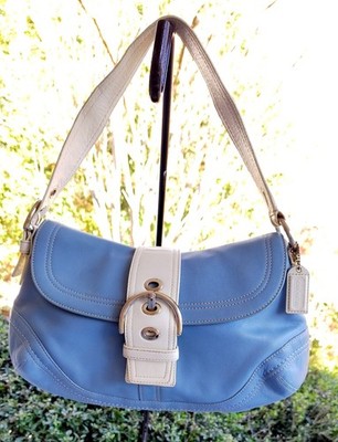 Coach F10910 MEDIUM Vintage Soho Y2K Blue & White Colorblock Leather Bag