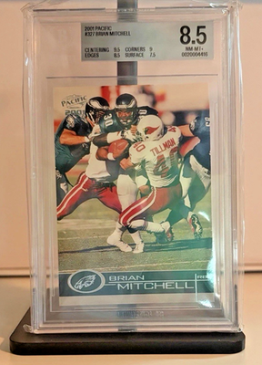 #ad 2001 Pacific Brian Mitchell #327 Pat Tillman Tackling BGS GRADED 8.5 $125.00