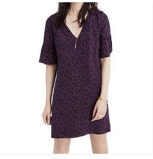 Madewell Mini Floral Silk Shift Dress Flutter Sleeves Size 2