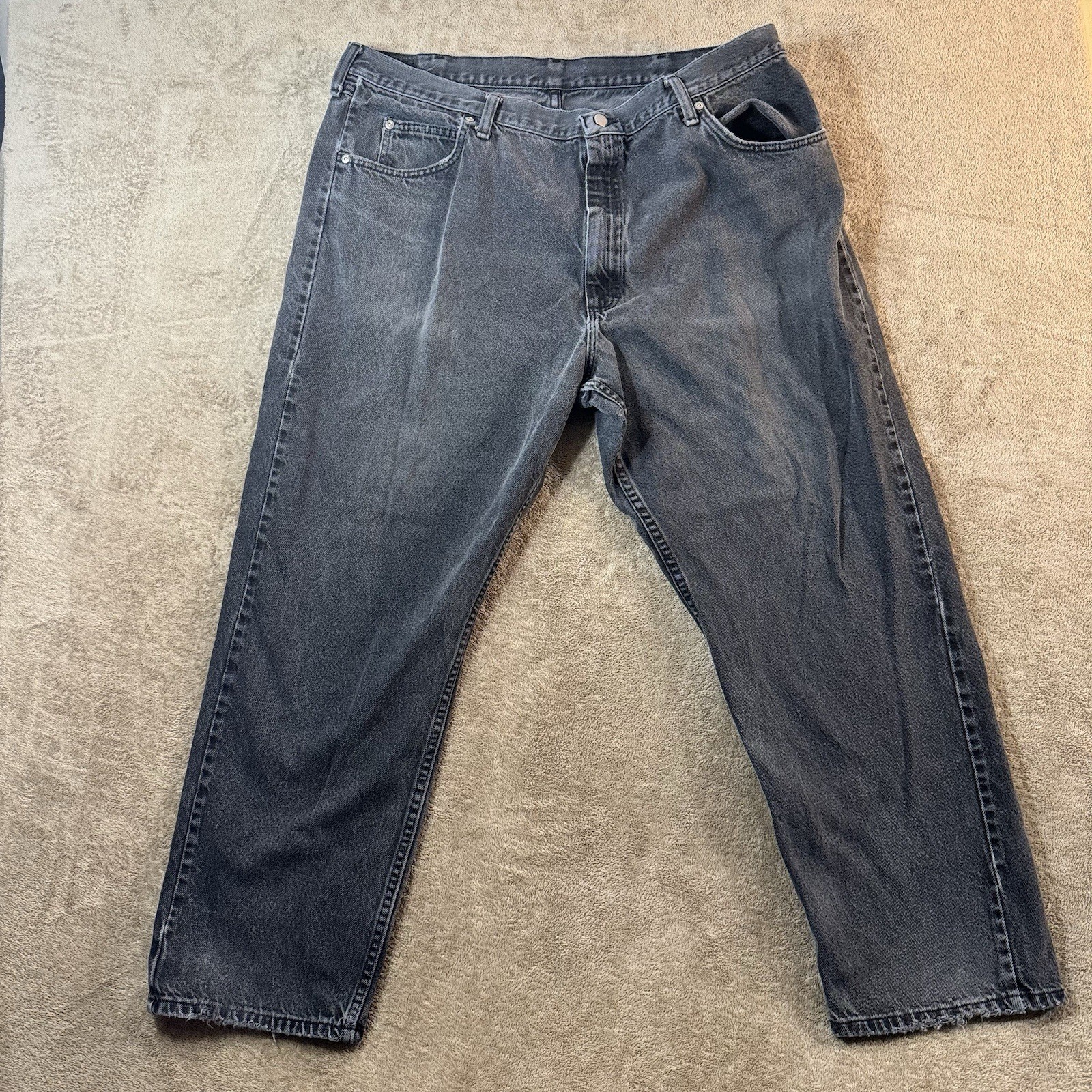Wrangler Jeans Mens 42x30 Black  Premium Denim Relaxed Fit Y2K