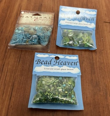 Glass Bead Mix Lot   Bead Heaven Emerald & Blue Moon   Jewelry Maker Destash 