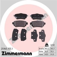 Zimmermann BremsbeläGe Hinten FüR Nissan Qashqai II X-Trail Renault Kadjar