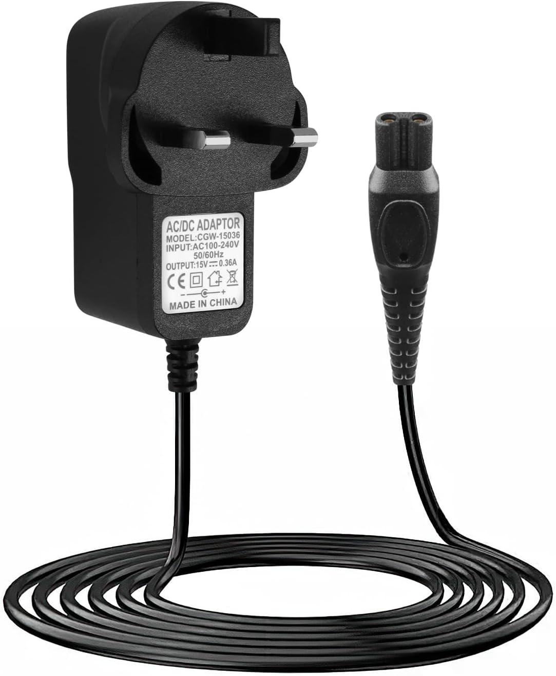 15V for Philips Shaver Charger HQ8505 Cable, UK for One Blade Series 5000, 7000,