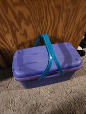 Eagle Craftstor Purple Sewing Storage Organizer Craft Tote w/ Boxes VTG 90s