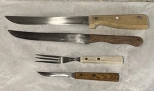 Vintage Ekco Eterna 8” Chef's Knife + 2 Ecko Knives & Fork **Read