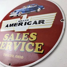 Vintage Willy's Porcelain Sign - American Sales & Service Gas Dealership Sign