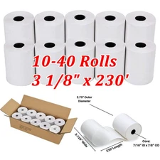 10-40Rolls 3 1/8" x 230' Thermal Paper Roll POS Cash Register Receipt Paper 80mm